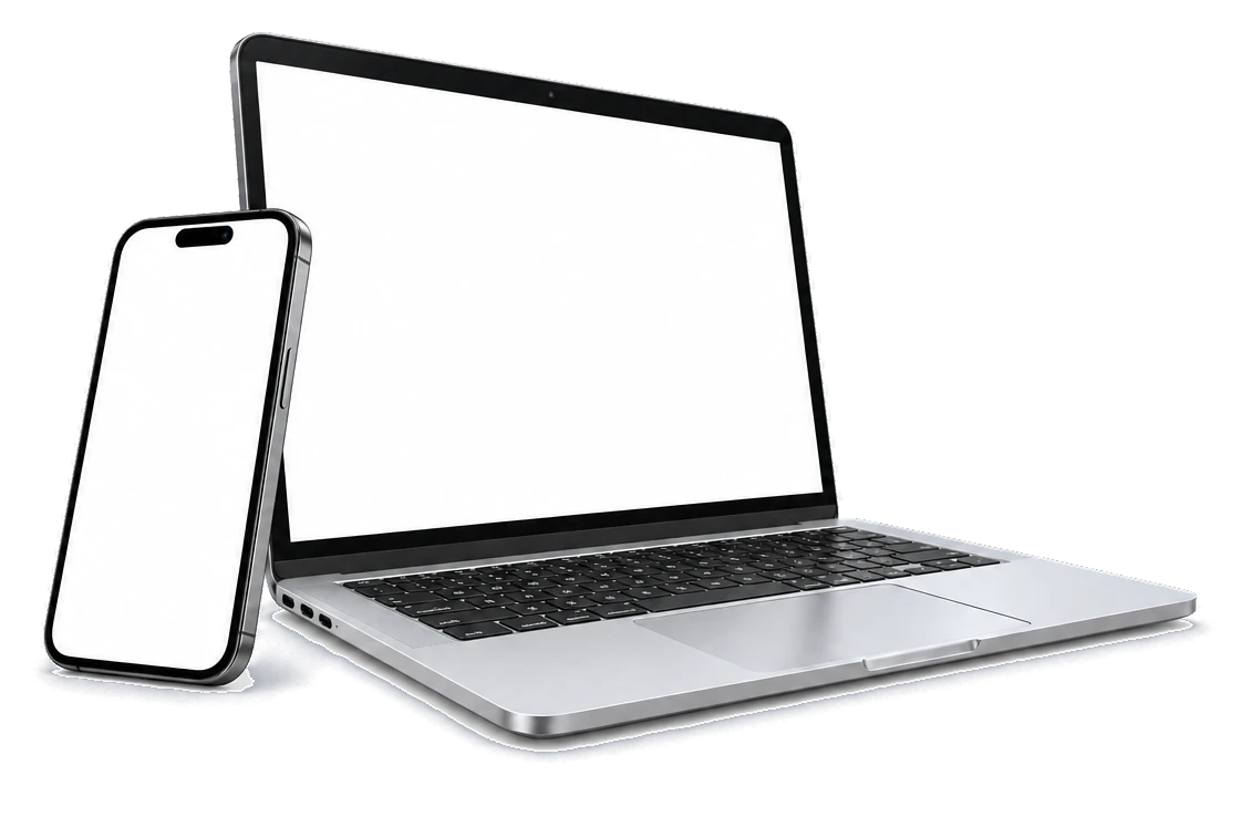 Sites criados pela Vozary Digital abertos no notebook e no celular
