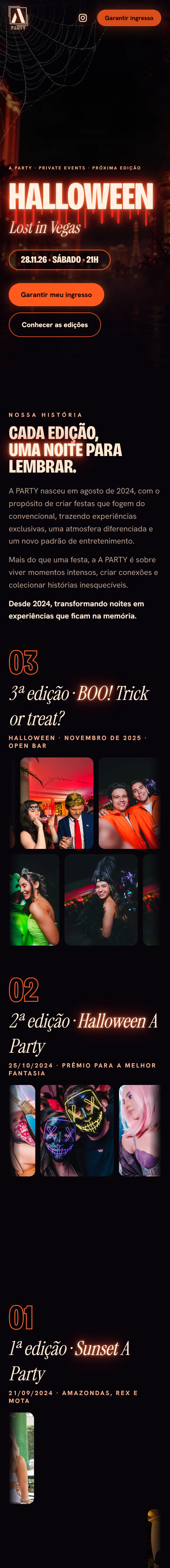 Prévia do site da A PARTY